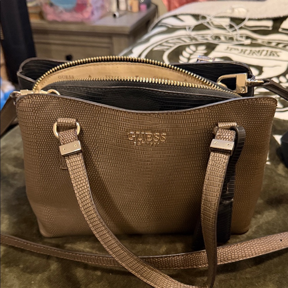 Guess Textured Tan Crossbody Bag